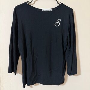 Joseph A Black Ribbed Knit Top